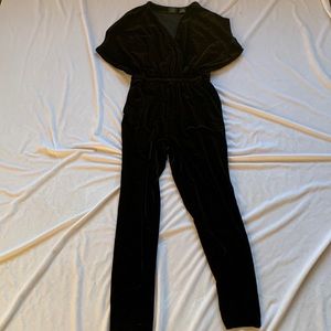 Press Dress Dolman Sleeve Black Velvet Jumpsuit SZ XS